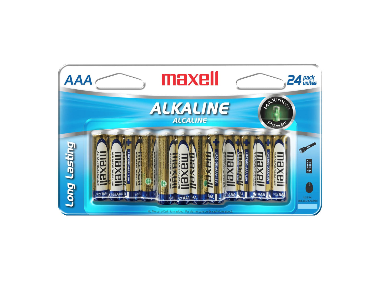 Maxell 723474& Alkaline Batteries AAA, Pack of 24 - Proflash