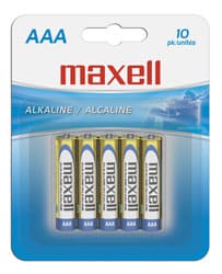 Maxell 723810 Alkaline Batteries AAA, Pack of 10 - Proflash