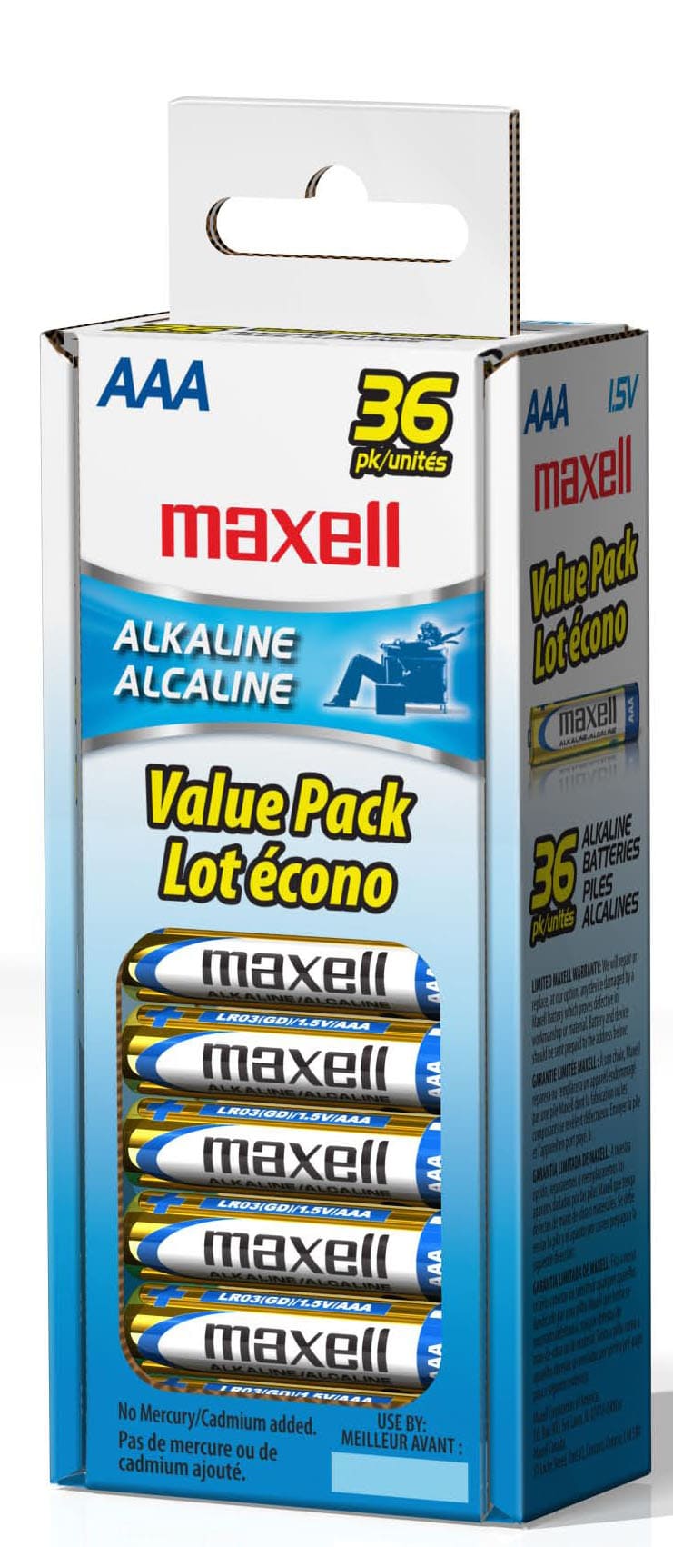 Maxell 723815 Alkaline Batteries AAA, Pack of 36 - Proflash