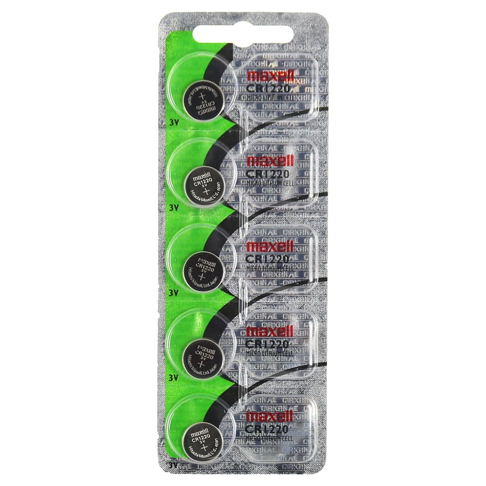 Maxell CR 1220 3V Lithium Batteries (5 Button Cells per Card) - Proflash