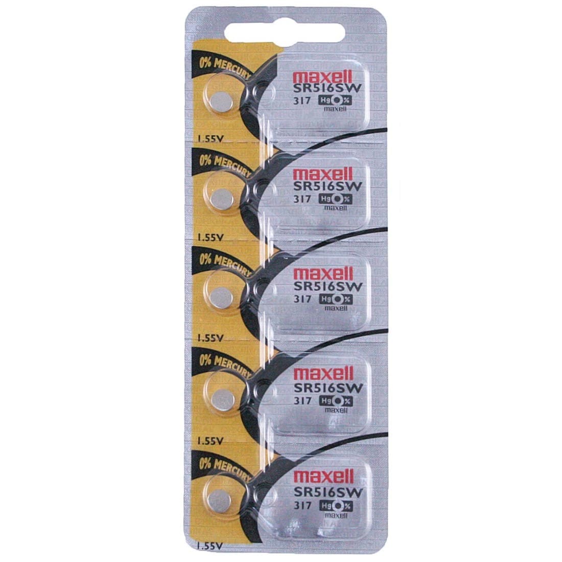 Maxell Watch Battery SR516SW 317 5PCS Tearstrip ( Pack of 5 Batteries ) 745850 - Proflash