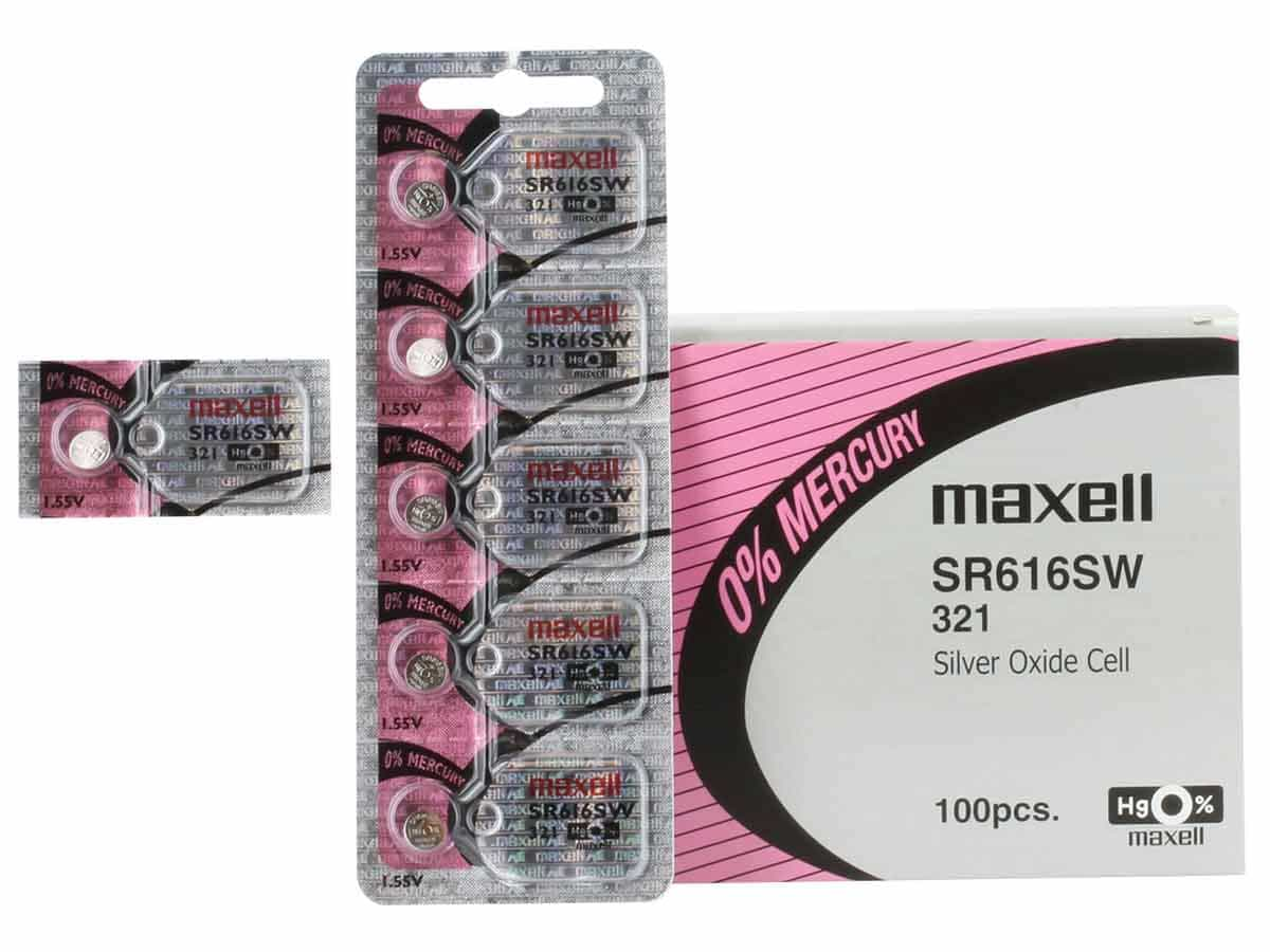 Maxell Watch Battery SR616SW 321 5PCS Tearstrip ( Pack of 5 Batteries ) 743850 - Proflash