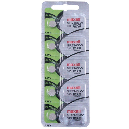 Maxell Watch Battery SR716SW 315 5PCS Tearstrip ( Pack of 5 Batteries ) 741850 - Proflash