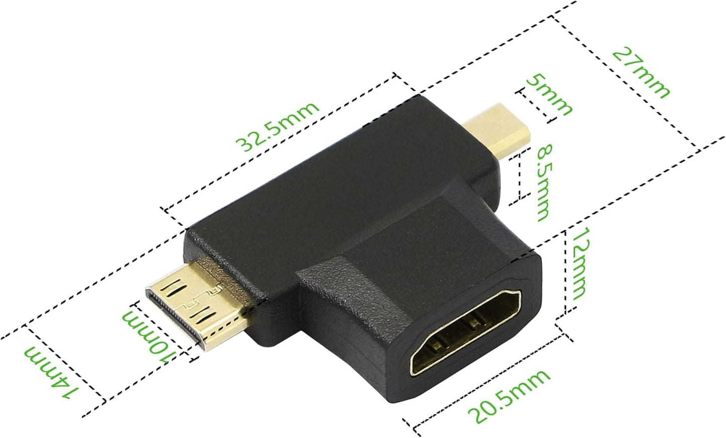 Onten HD708 Adaptateur Mini HDMI Mâle + Micro HDMI Mâle vers HDMI Femelle - Proflash