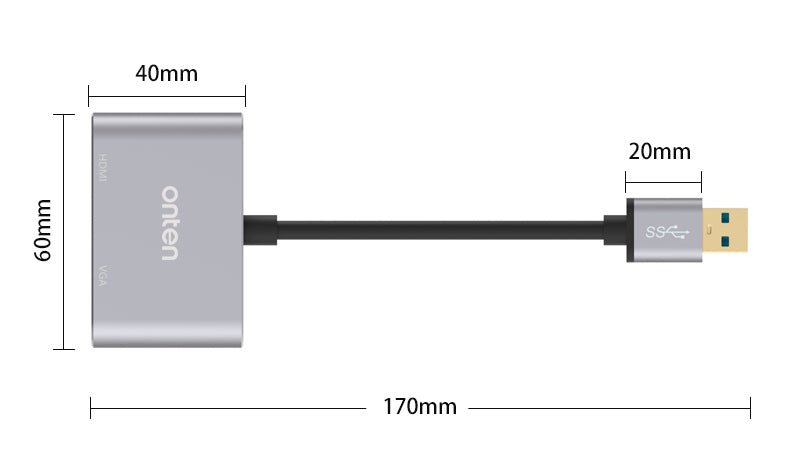 OT - 5201B Onten Hub USB 3.0 to VGA and HDMI Adapter - Proflash