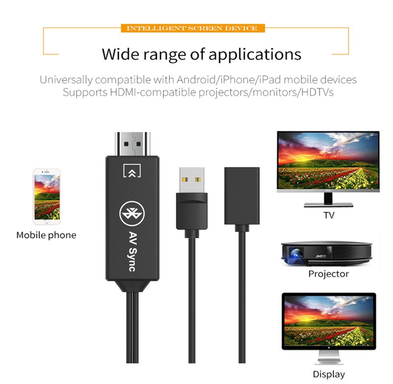 OT - 75003 Onten USB to HDMI Cable Bluetooth HDTV Mirroring Audio Video For Mobile Phone - Proflash