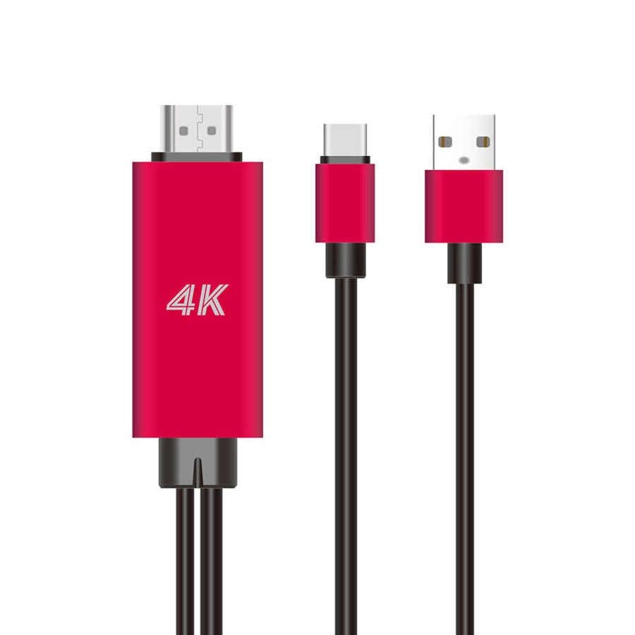 OT - 9572A Onten 4K USB - C to HDMI Cable Adapter Red 1.8M - Proflash