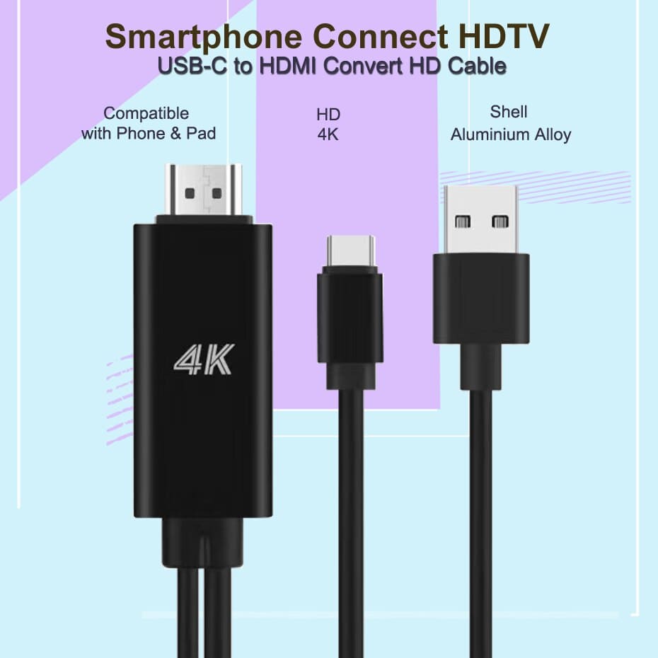 OT - 9572S Onten 4K USB - C to HDMI Cable Adapter Black 1.8M - Proflash