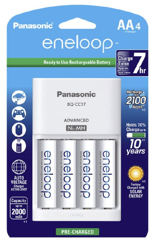 Panasonic Eneloop Rechargeable AA Ni - MH Batteries with Charger 97649 - Proflash