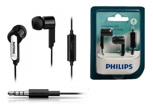 Philips SHE1405BK/27 in - Ear Wired Earbud with Mic (Black) 3 Interchangeable rubber ear caps - Proflash