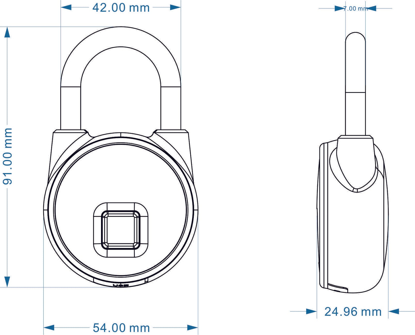 Proflash PR - P22 Cadenas d’empreinte Digital Intelligente de Sécurité, Sans Clé Antivol Sans mot de passe, Résistant à l’eau IP66, Recharge USB - Proflash