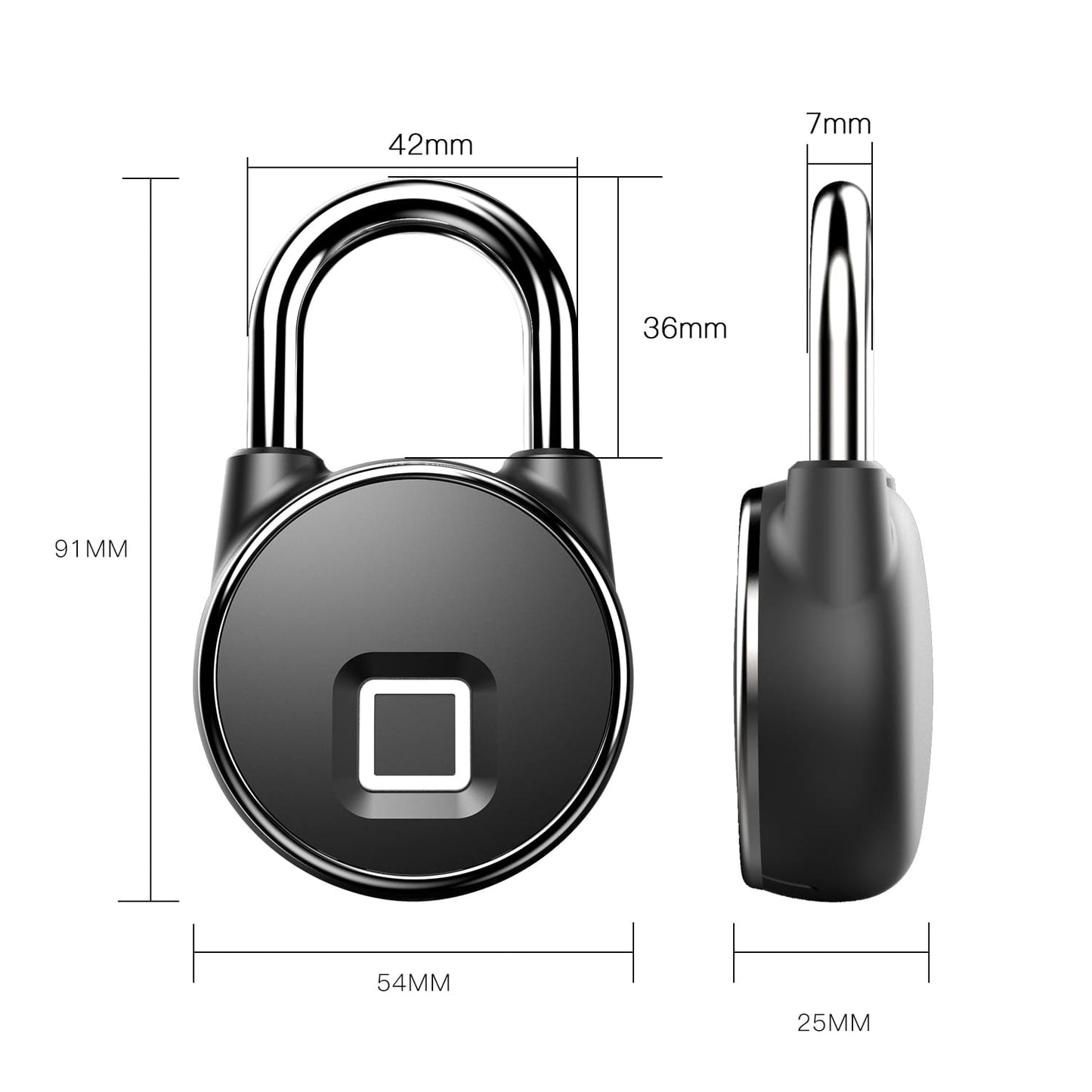 Proflash PR - P22 Cadenas d’empreinte Digital Intelligente de Sécurité, Sans Clé Antivol Sans mot de passe, Résistant à l’eau IP66, Recharge USB - Proflash