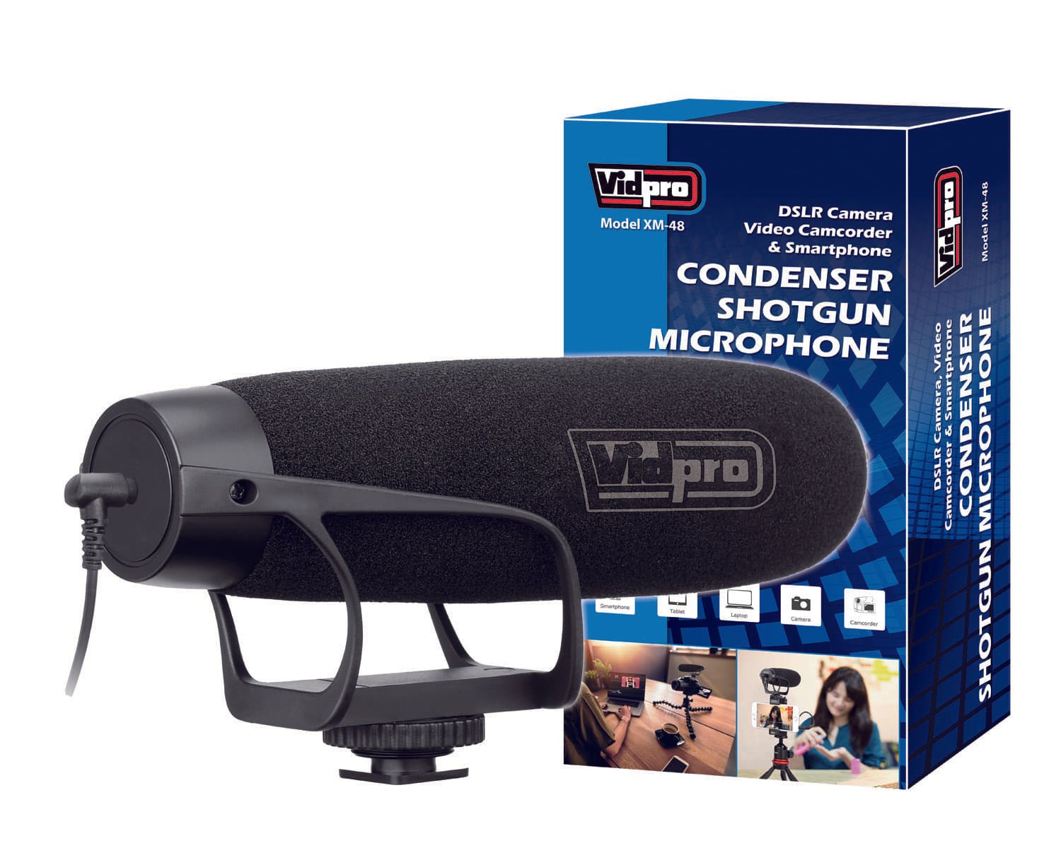 PXM - 48 Professional Condenser Shotgun Microphone for DSLR Cameras, Camcorders, Smartphones, and Computers - Proflash