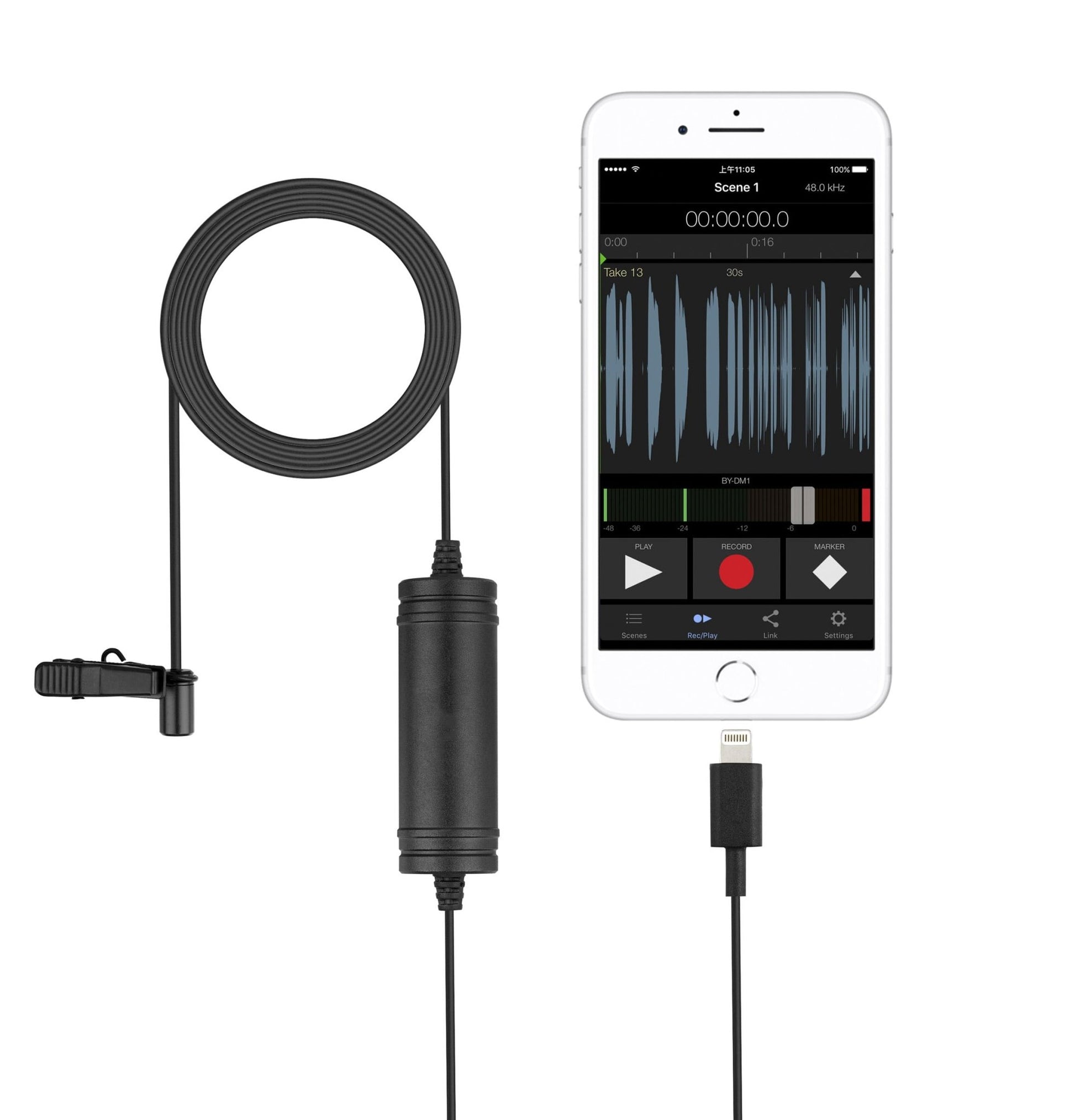 PXM - LT Lavalier Omnidirectional Microphone with Lightening Connector for Apple Devices - Proflash