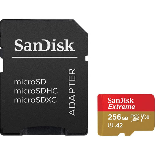 SanDisk Extreme Micro SDXC Card with SD Adapter, 256GB, UHS - I Class 10, Read: 160MB/s, Write: 90MB/ - Proflash